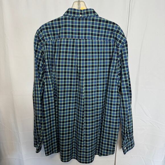 Duluth Trading Co XL Blue Green Plaid Button Down Shirt Mens 100% Cotton Casual - Picture 3 of 7